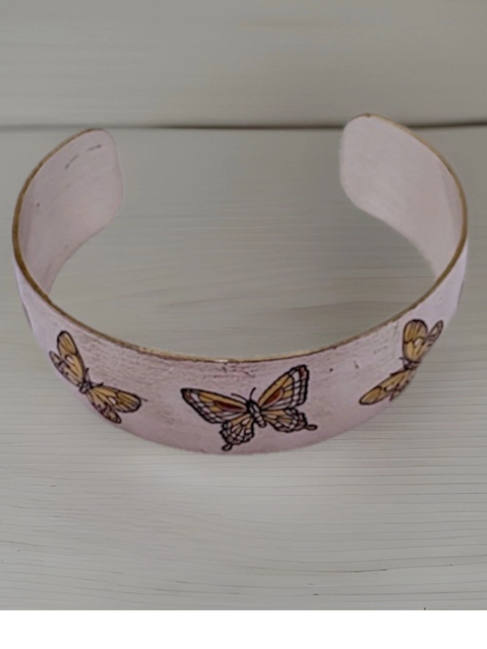 Vintage Reed & Barton Butterfly Cuff Bracelet Silvertone Damascene Adjustable